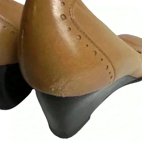 Etienne Aigner Women's Brown Leather Slip-On Wedge Heels Square Toe Size 9 - Picture 8 of 16